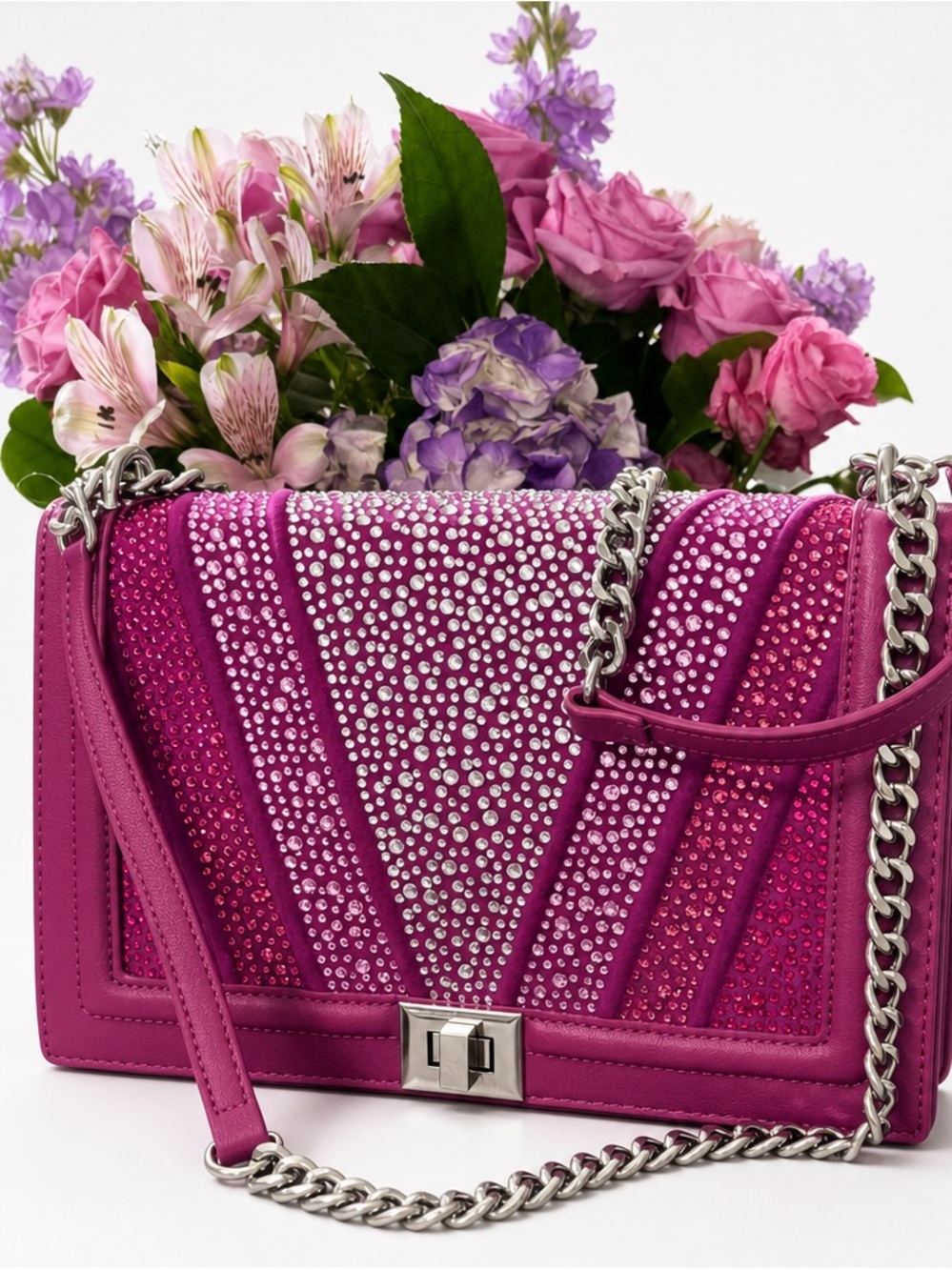 INC Rhinestone Crossbody Purple Bag